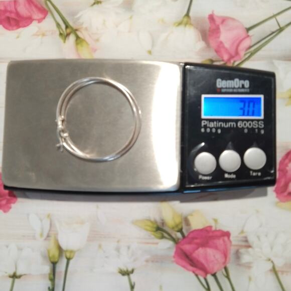 IBB TH 925 Sterling Silver Round Hoop Huggie Earrings Large Classic Signed Lot - Picture 6 of 7